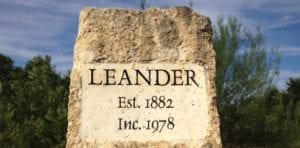 city of leander, tx rock sign